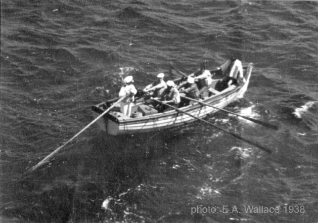 The rescue of the "man overboard" in the Pacific
